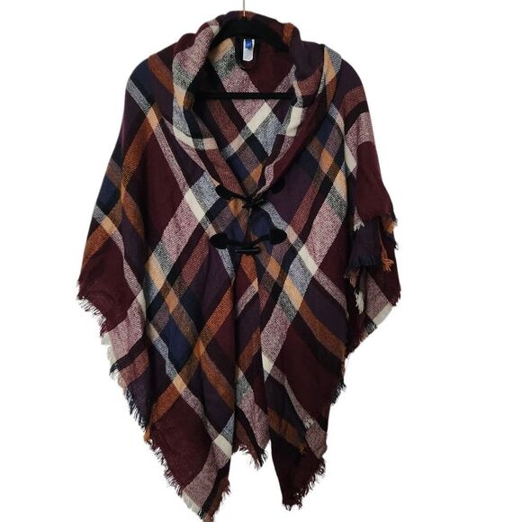 Apt. 9 Womens Plaid Poncho with Toggle Closure Size OS - Picture 1 of 6